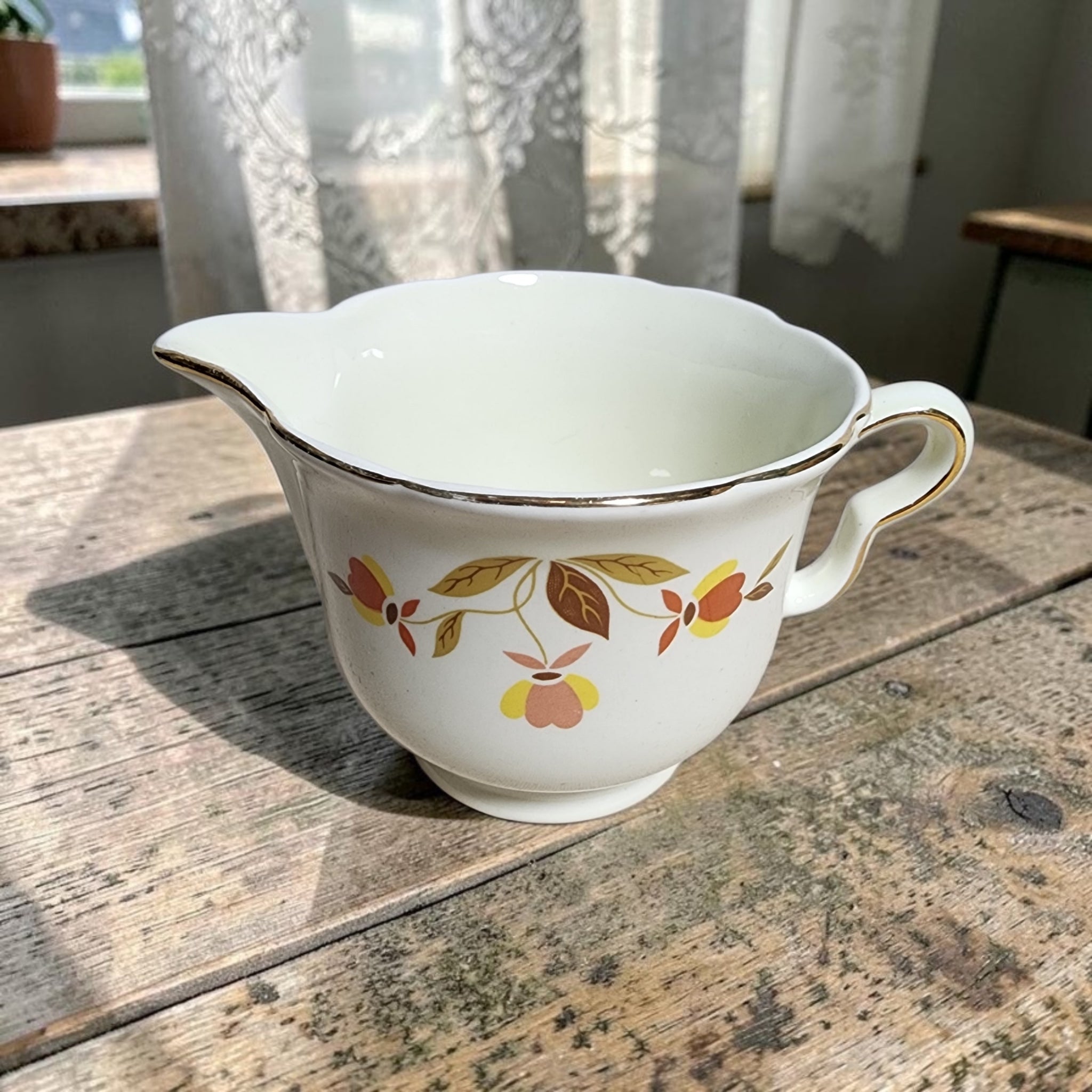 Vintage Hall China Autumn Leaf Ruffled D 40s Creamer