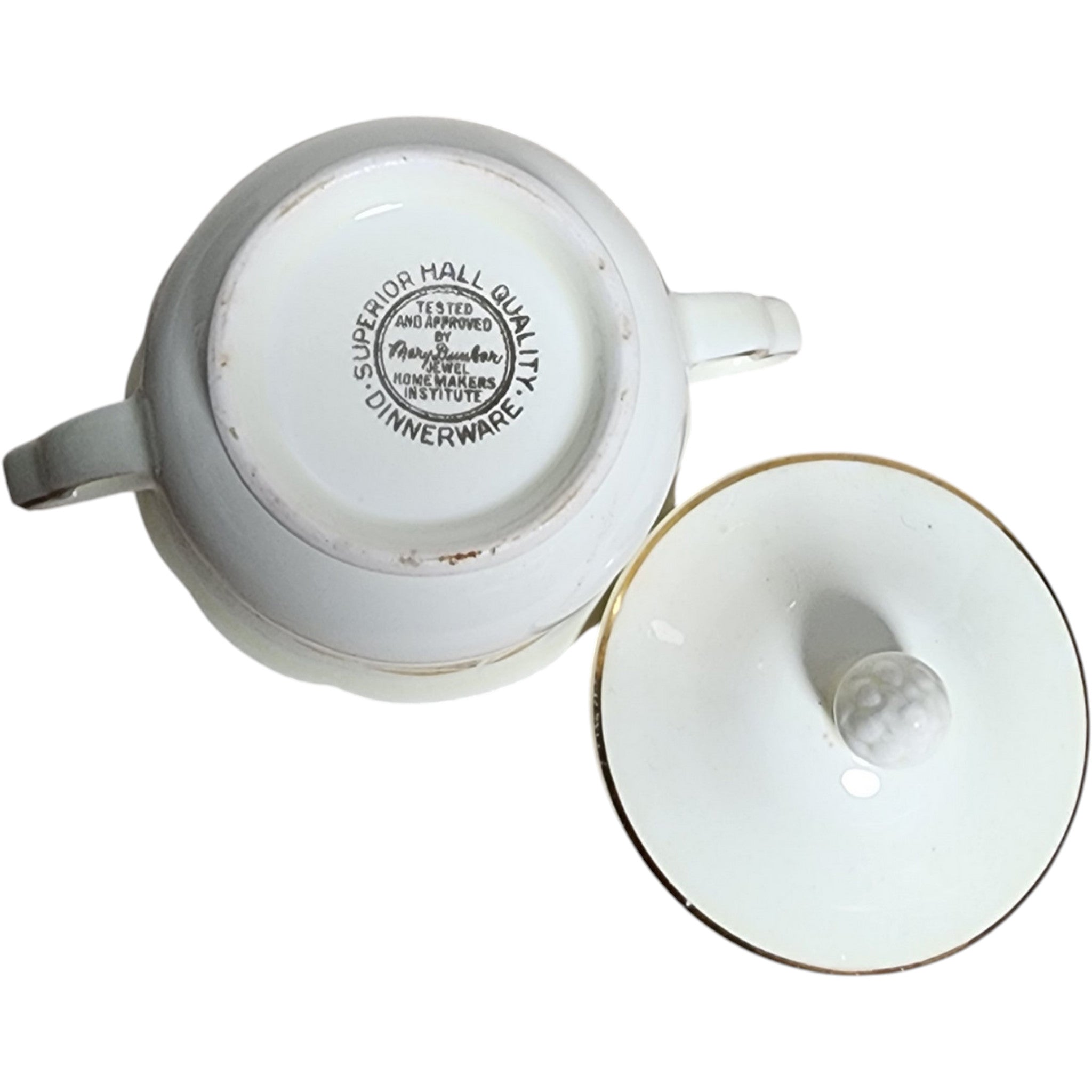 Hall China Autumn Leaf Ruffled D Covered Sugar Bowl