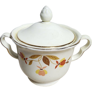 Hall China Autumn Leaf Ruffled D Covered Sugar Bowl