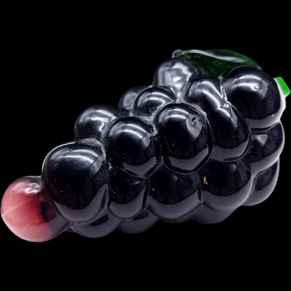 Vintage Hand-Blown Art Glass Grape Cluster Figurine - Purple & Green Accent