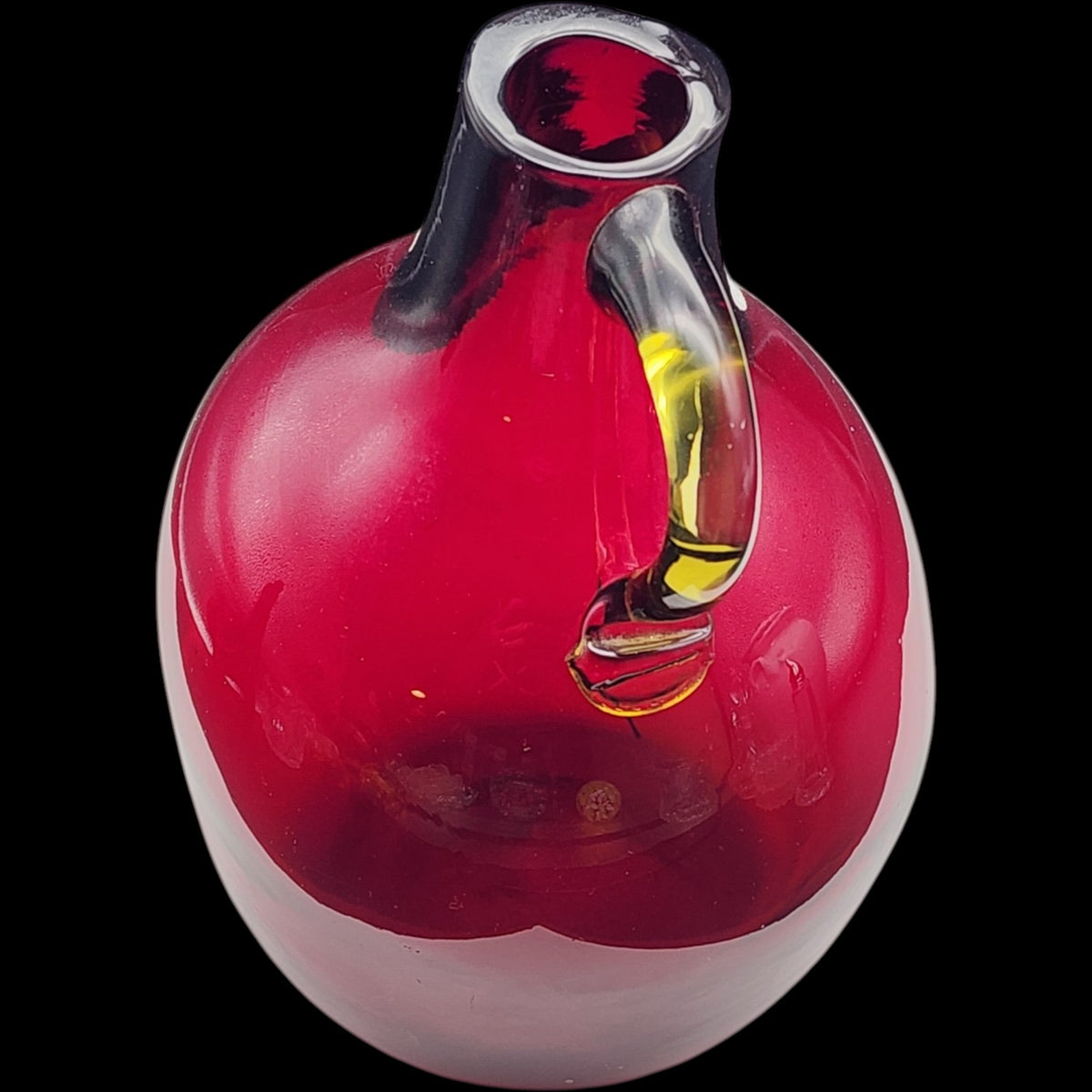 Vintage Hand-Blown Ruby Red Glass Miniature Pitcher Jug