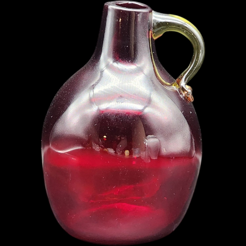 Vintage Hand-Blown Ruby Red Glass Miniature Pitcher Jug