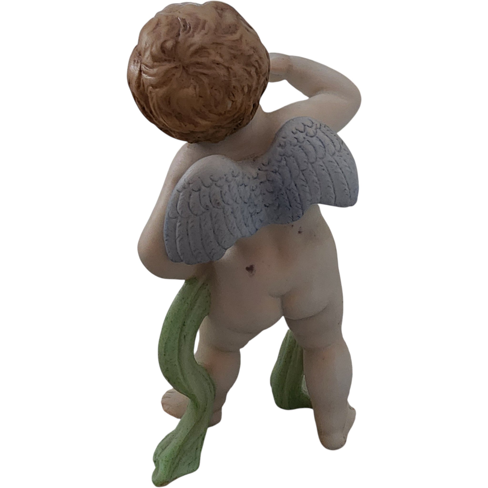 Vintage Hand-Painted Bisque Porcelain Cherub Angel Figurine