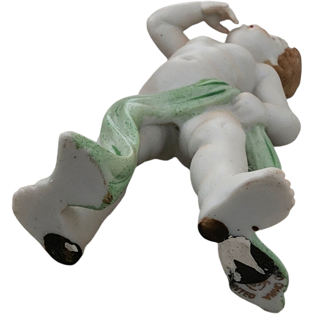 Vintage Hand-Painted Bisque Porcelain Cherub Angel Figurine