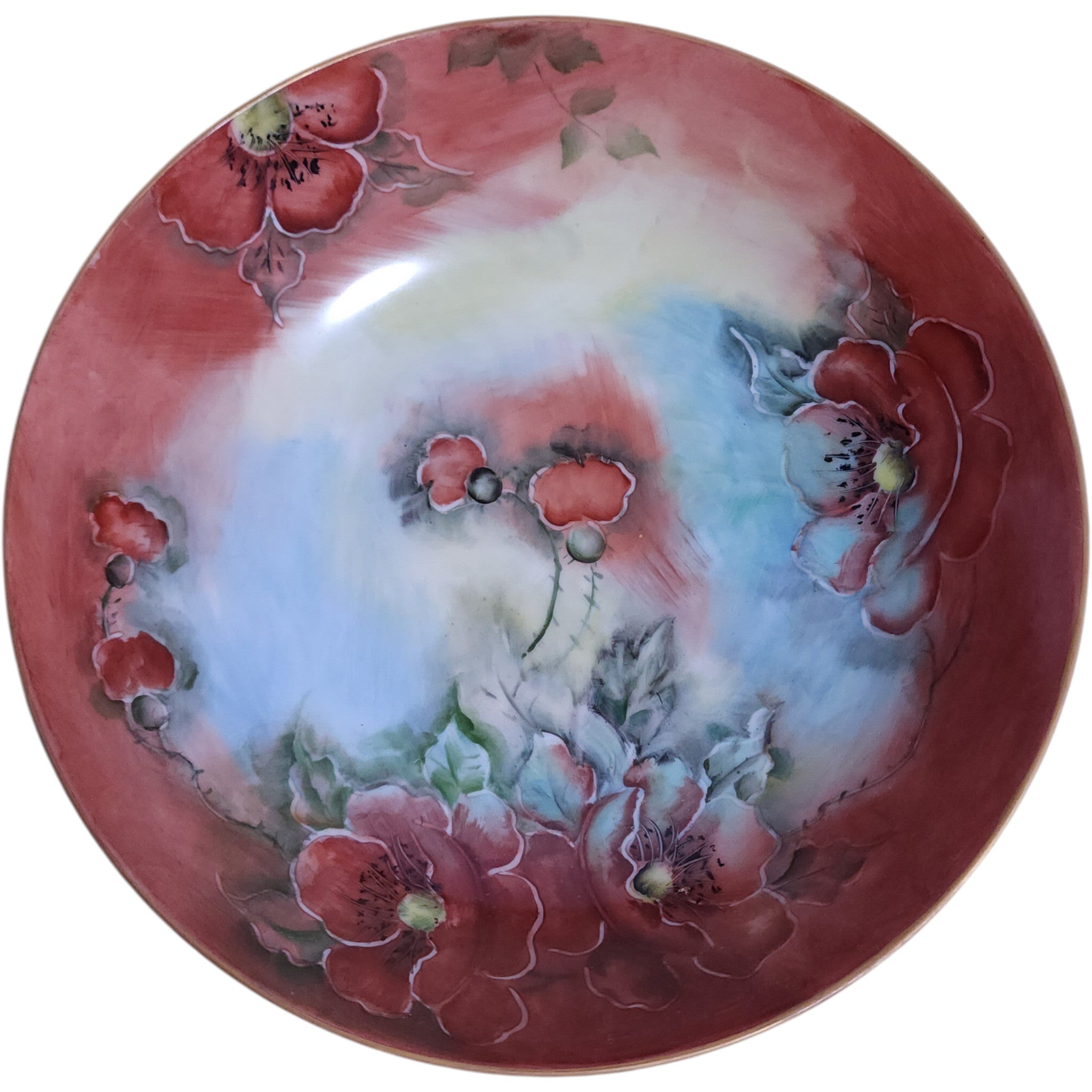Vintage Hand-Painted Floral Porcelain Decorative Bowl