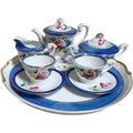 Vintage Hand-Painted Japanese Miniature Tea Set with Serving Tray - 9 Pieces