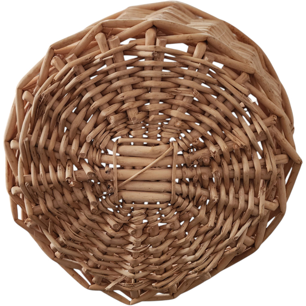 Vintage Hand-Woven Wicker Gathering Basket with High Handle