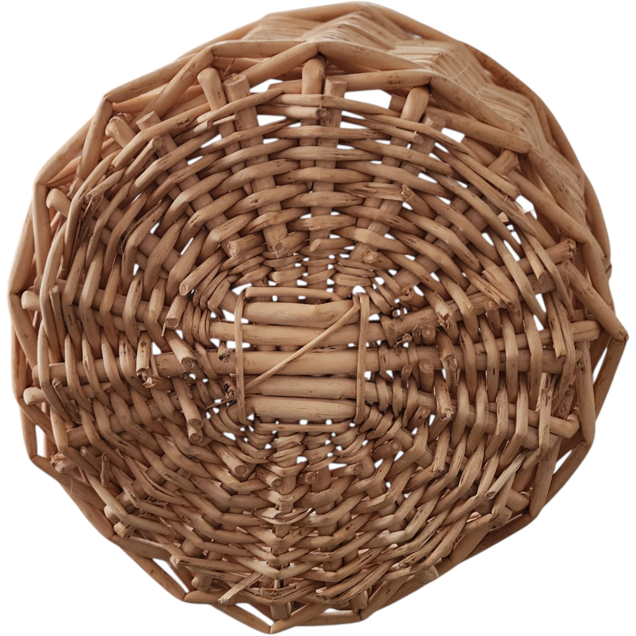 Vintage Hand-Woven Wicker Gathering Basket with High Handle