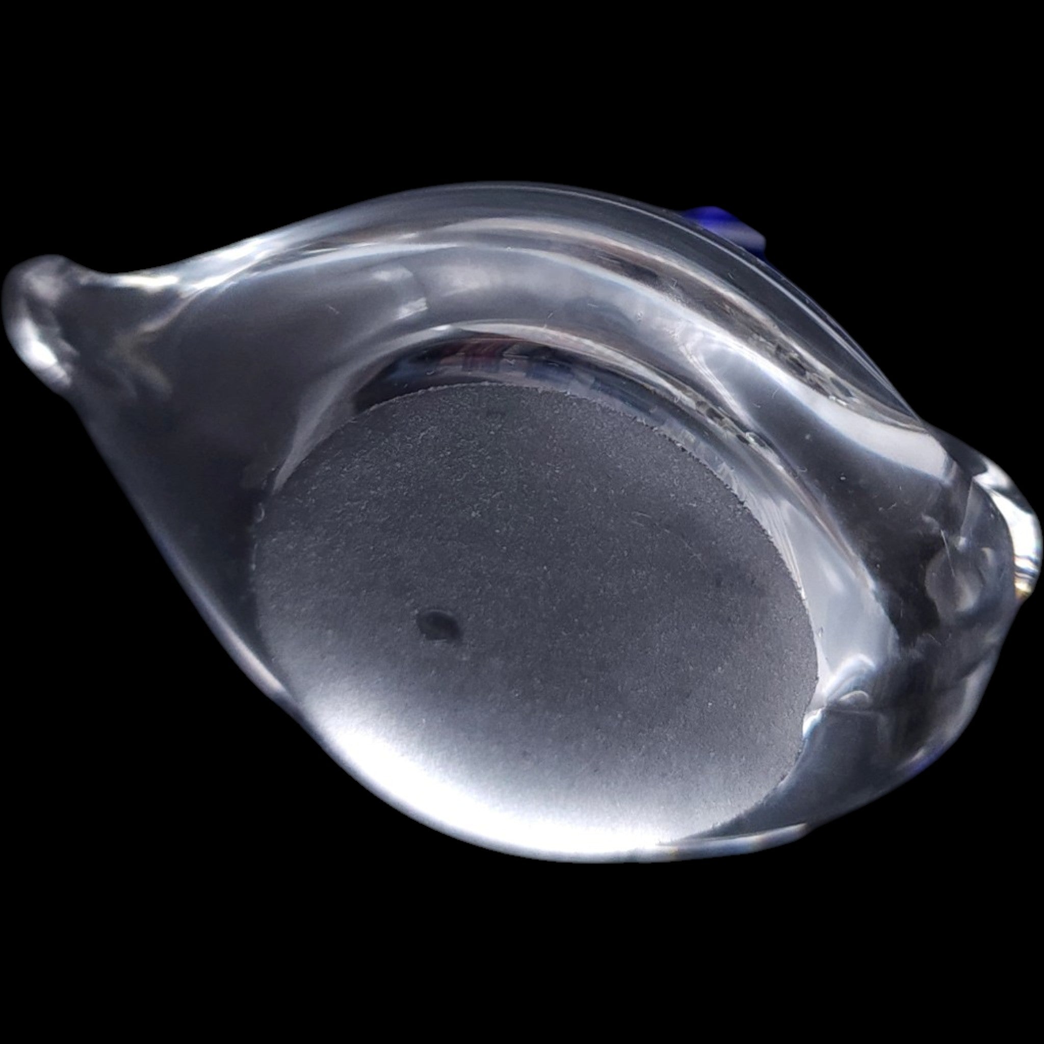 Vintage Hand Blown Clear Art Glass Swan Figurine Blue Crest Accent 2.75 Inch