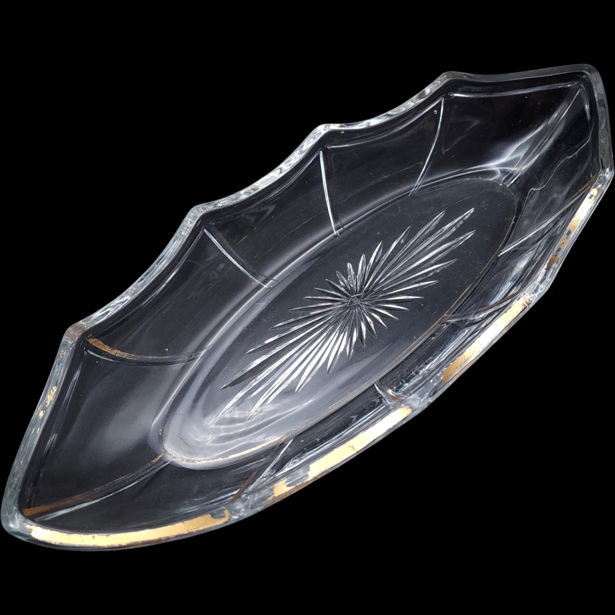 Heisey 12-Inch Rib and Panel Clear Oval Celery Relish Dish