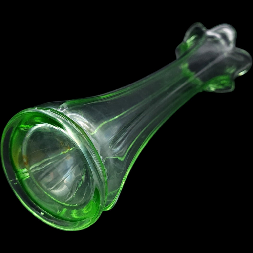 Vintage Heisey Green Glass Slender Bud Vase - Scalloped Flared Top