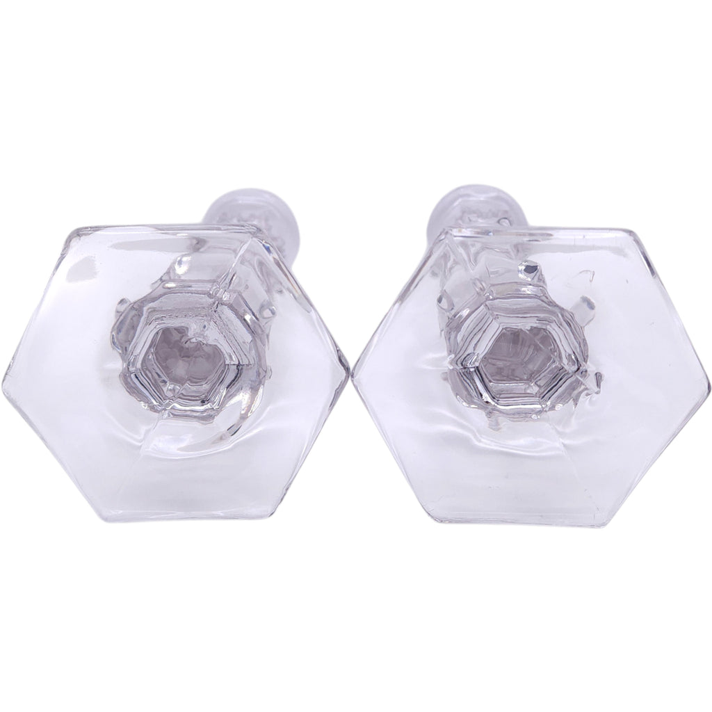 Vintage Heisey Old Williamsburg Clear Crystal Taper Candlestick Holders Pair