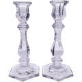 Vintage Heisey Old Williamsburg Clear Crystal Taper Candlestick Holders Pair