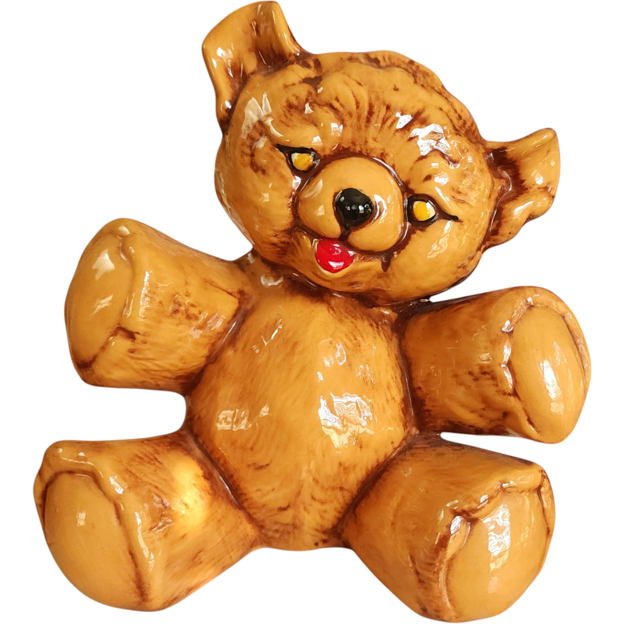 Vintage High-Gloss Ceramic Teddy Bear Figurine