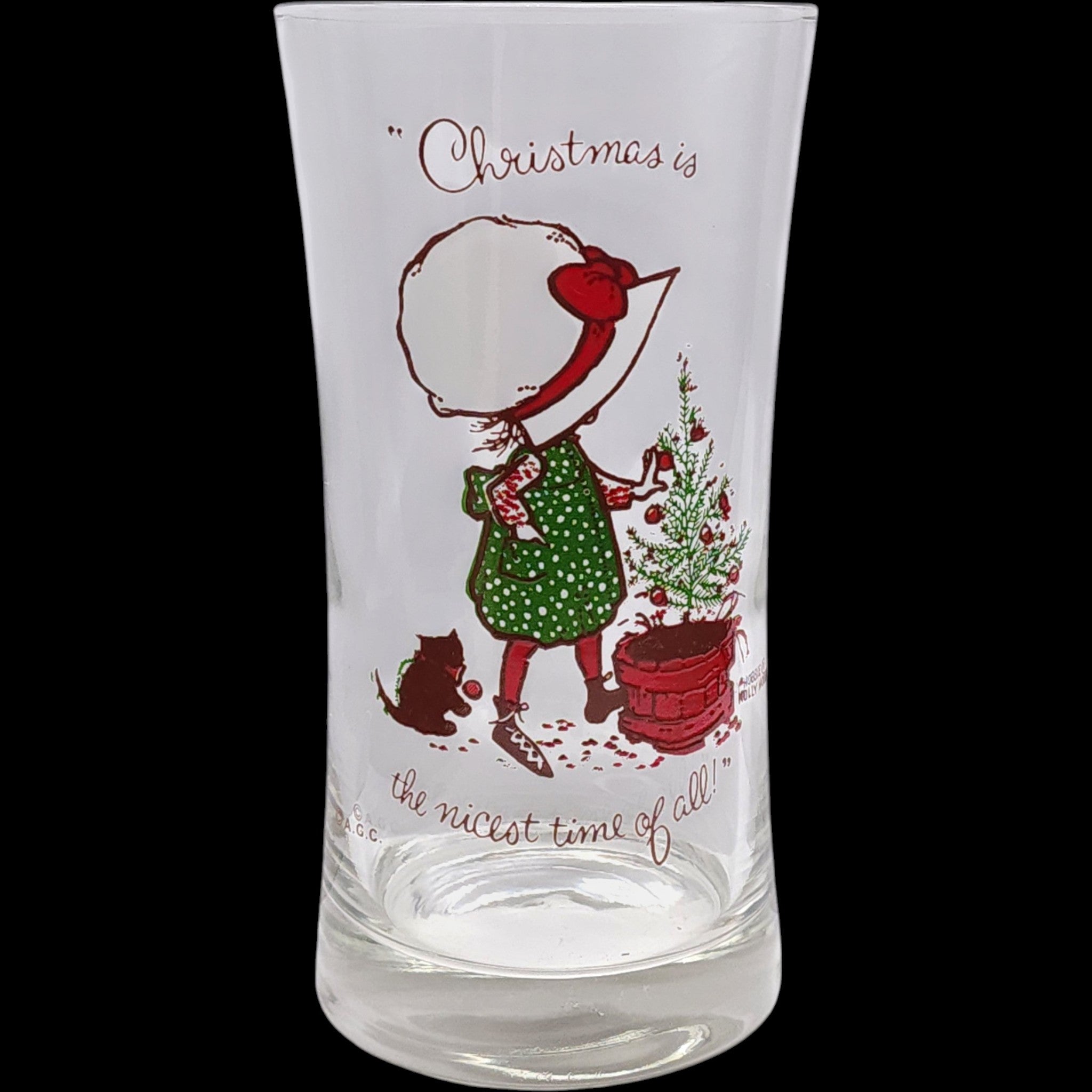 Vintage Holly Hobbie Christmas Beverage Glasses Set of 6 in Original Packaging