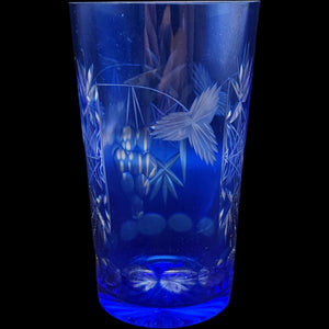 Vintage Hortensja (Hortensia) Blue Cut to Clear Old Fashioned Glass