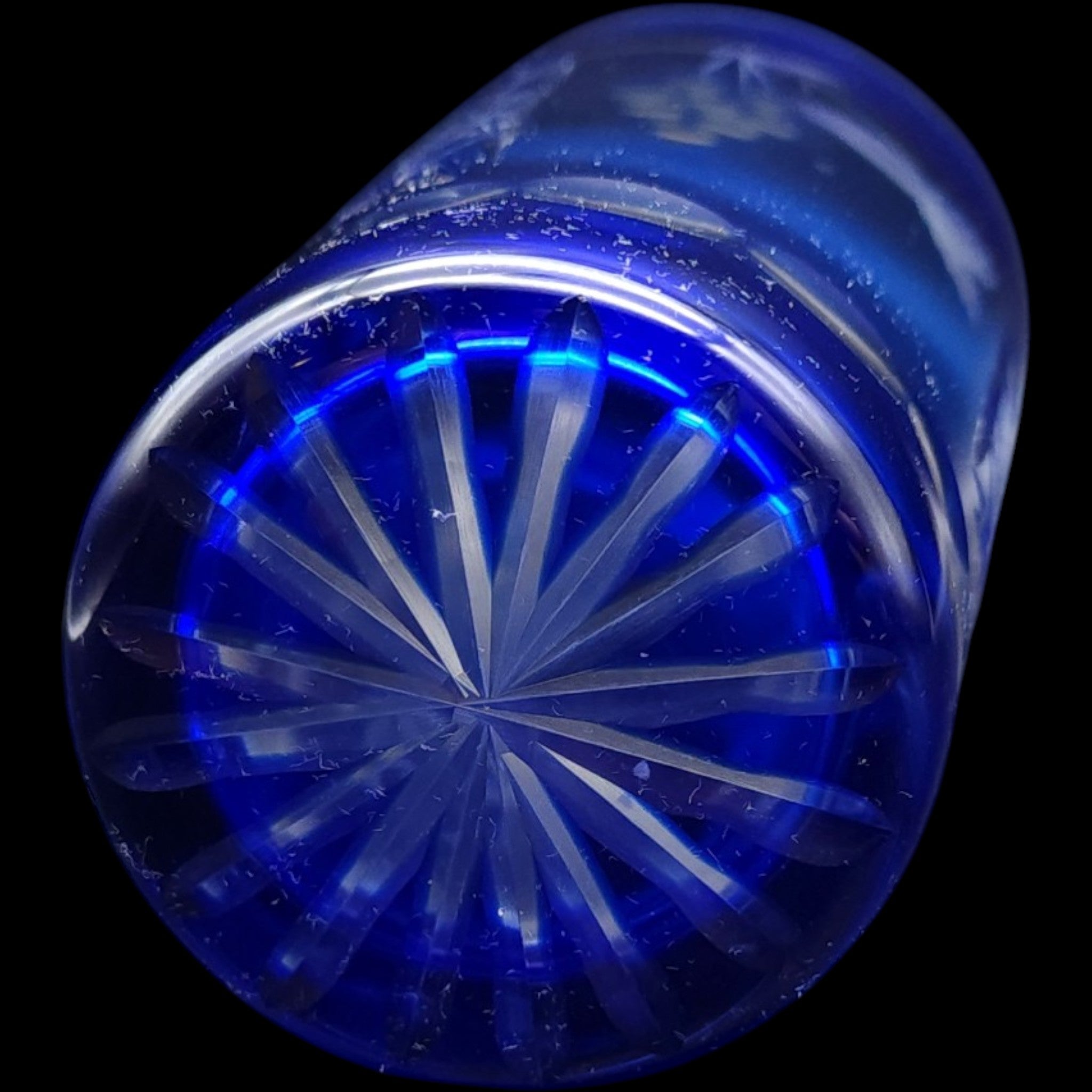 Vintage Hortensja (Hortensia) Blue Cut to Clear Old Fashioned Glass
