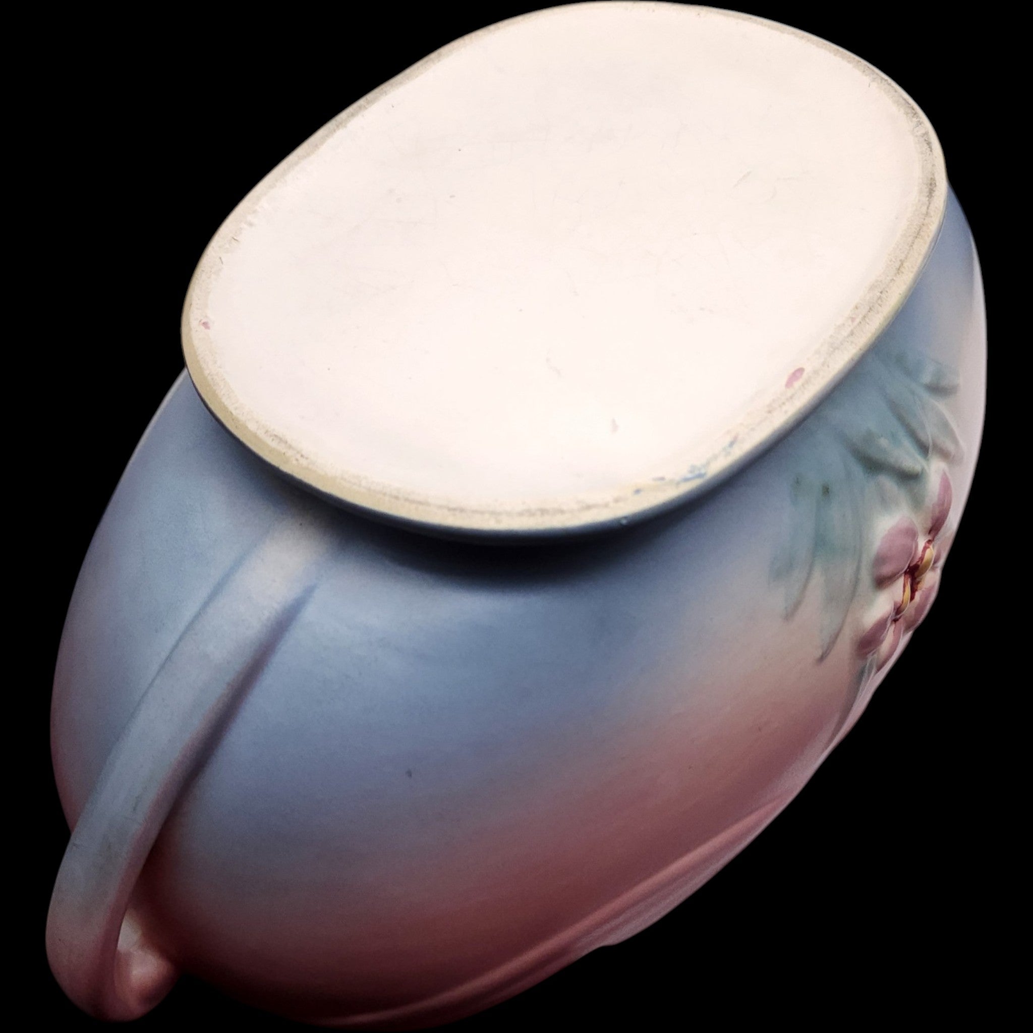 Vintage Hull Pottery Iris Pink & Blue Oval Centerpiece Console Bowl
