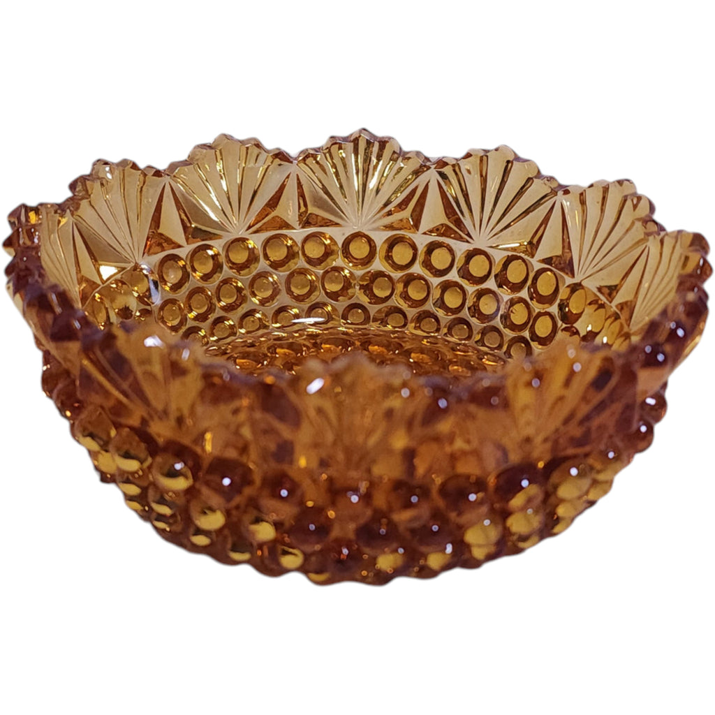 Vintage Imperial Glass Amber Hobnail 5" Round Bowl