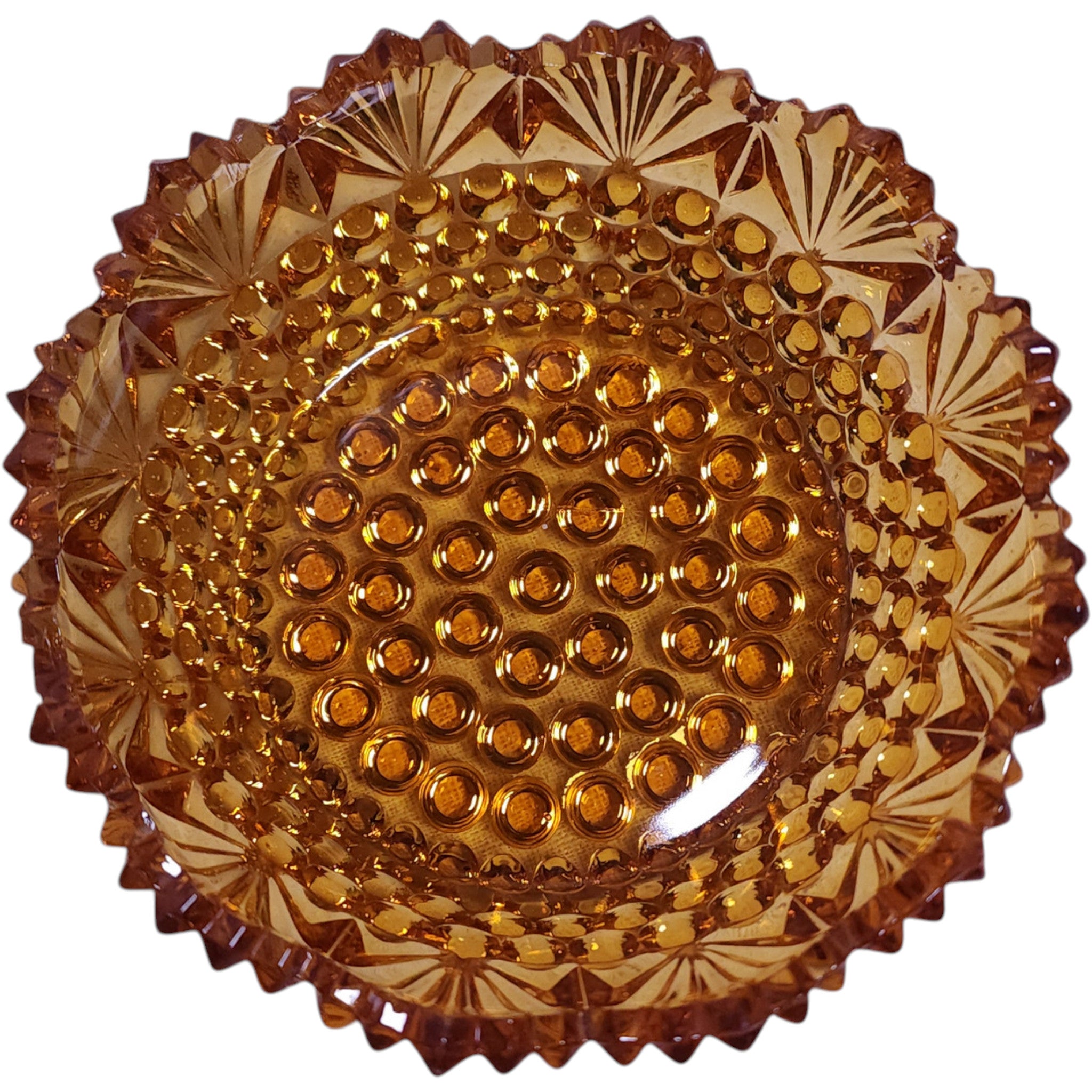Vintage Imperial Glass Amber Hobnail 5" Round Bowl