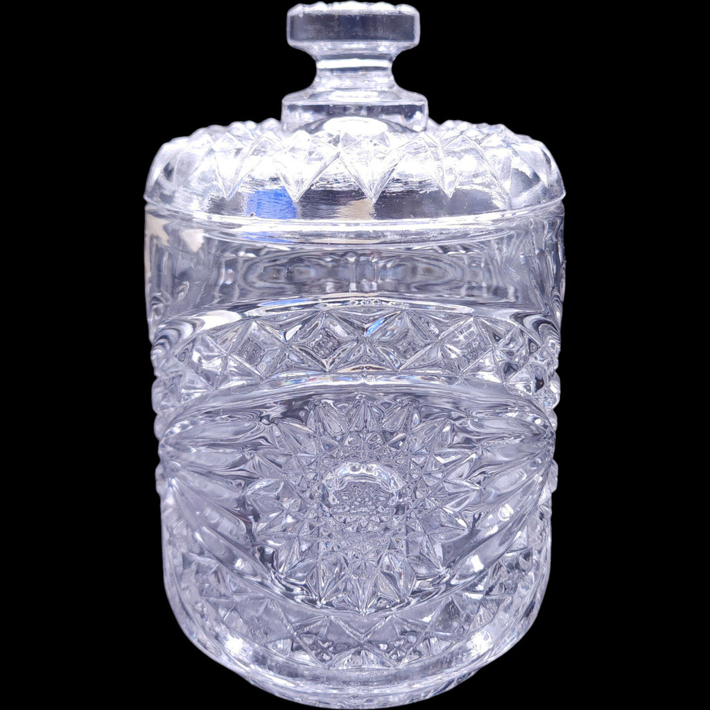 Vintage Imperial Glass Americana Clear Hobstar Jar with Lid