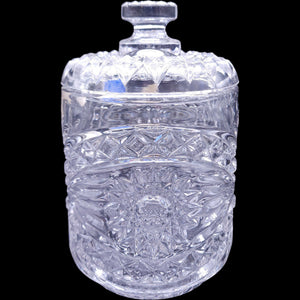 Vintage Imperial Glass Americana Clear Hobstar Jar with Lid
