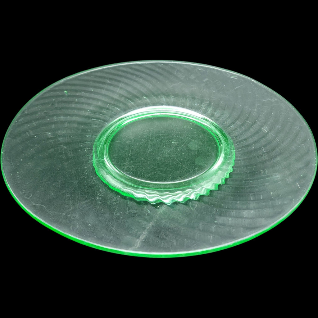 Vintage Imperial Glass Green Uranium Glass Luncheon Plates - Set of 5