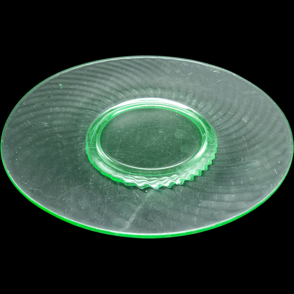 Vintage Imperial Glass Green Uranium Glass Luncheon Plates - Set of 5