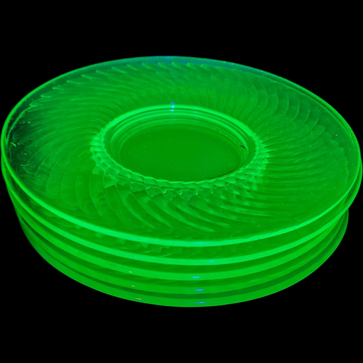Vintage Imperial Glass Green Uranium Glass Luncheon Plates - Set of 5