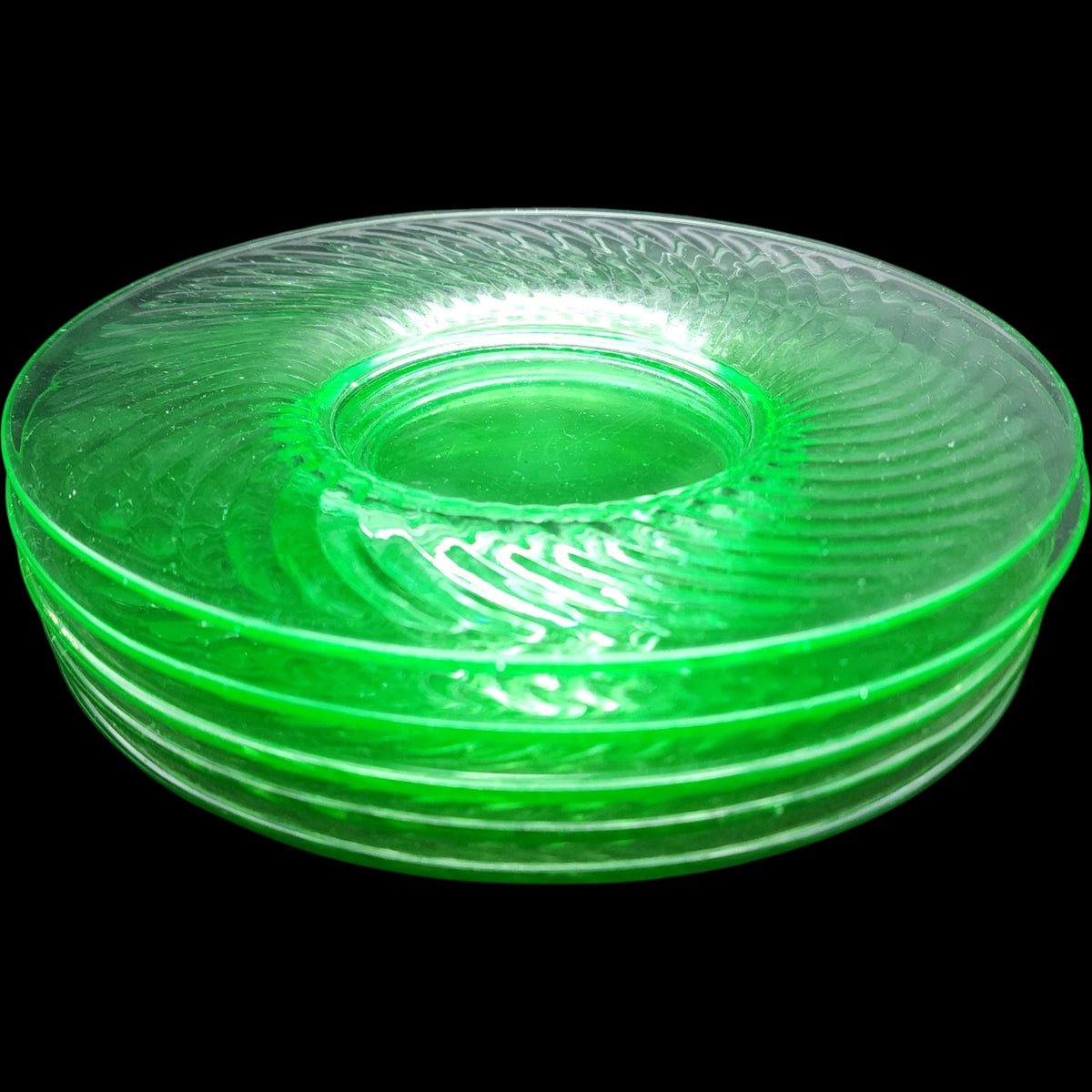 Vintage Imperial Glass Green Uranium Glass Luncheon Plates - Set of 5