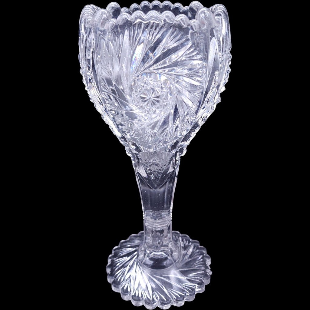 Vintage Imperial Glass Ohio 9" Clear Glass Footed Flower Vase