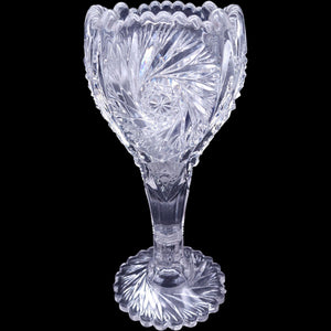 Vintage Imperial Glass Ohio 9" Clear Glass Footed Flower Vase