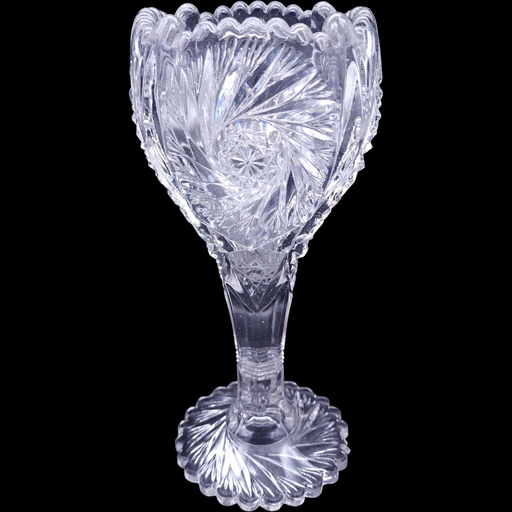 Vintage Imperial Glass Ohio 9" Clear Glass Footed Flower Vase
