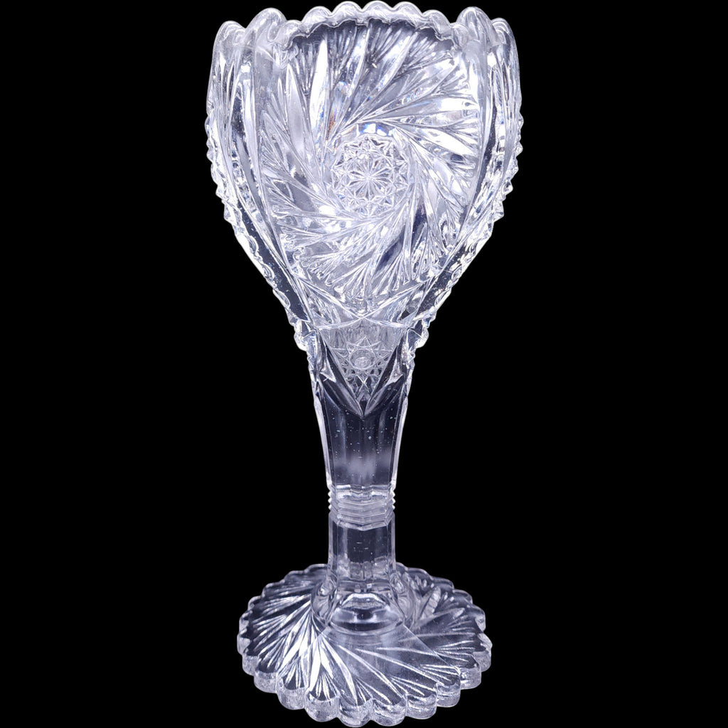 Vintage Imperial Glass Ohio 9" Clear Glass Footed Flower Vase