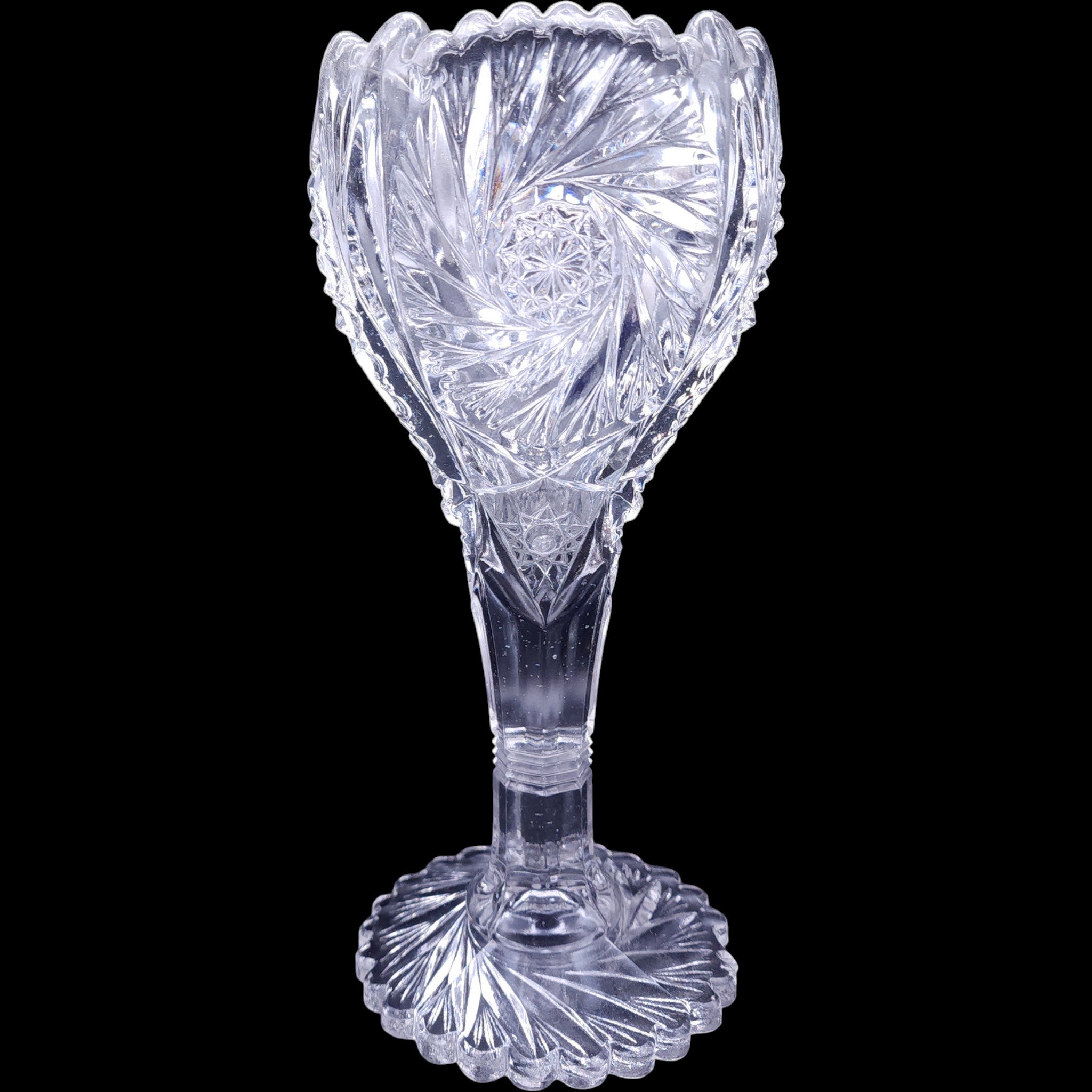Vintage Imperial Glass Ohio 9" Clear Glass Footed Flower Vase