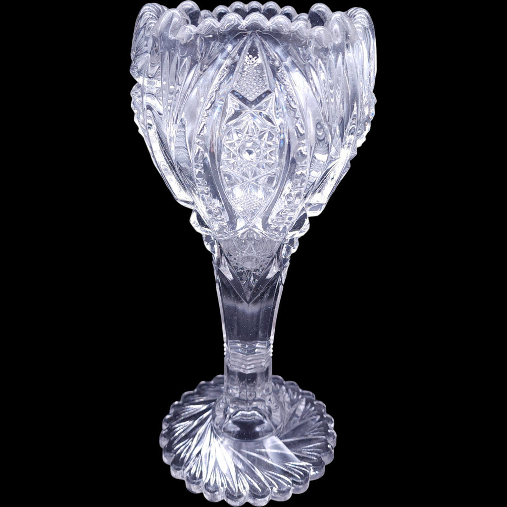 Vintage Imperial Glass Ohio 9" Clear Glass Footed Flower Vase