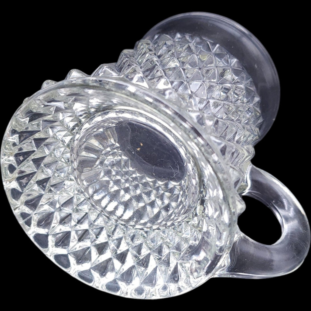 Vintage Indiana Glass Diamond Point Clear Glass Mug