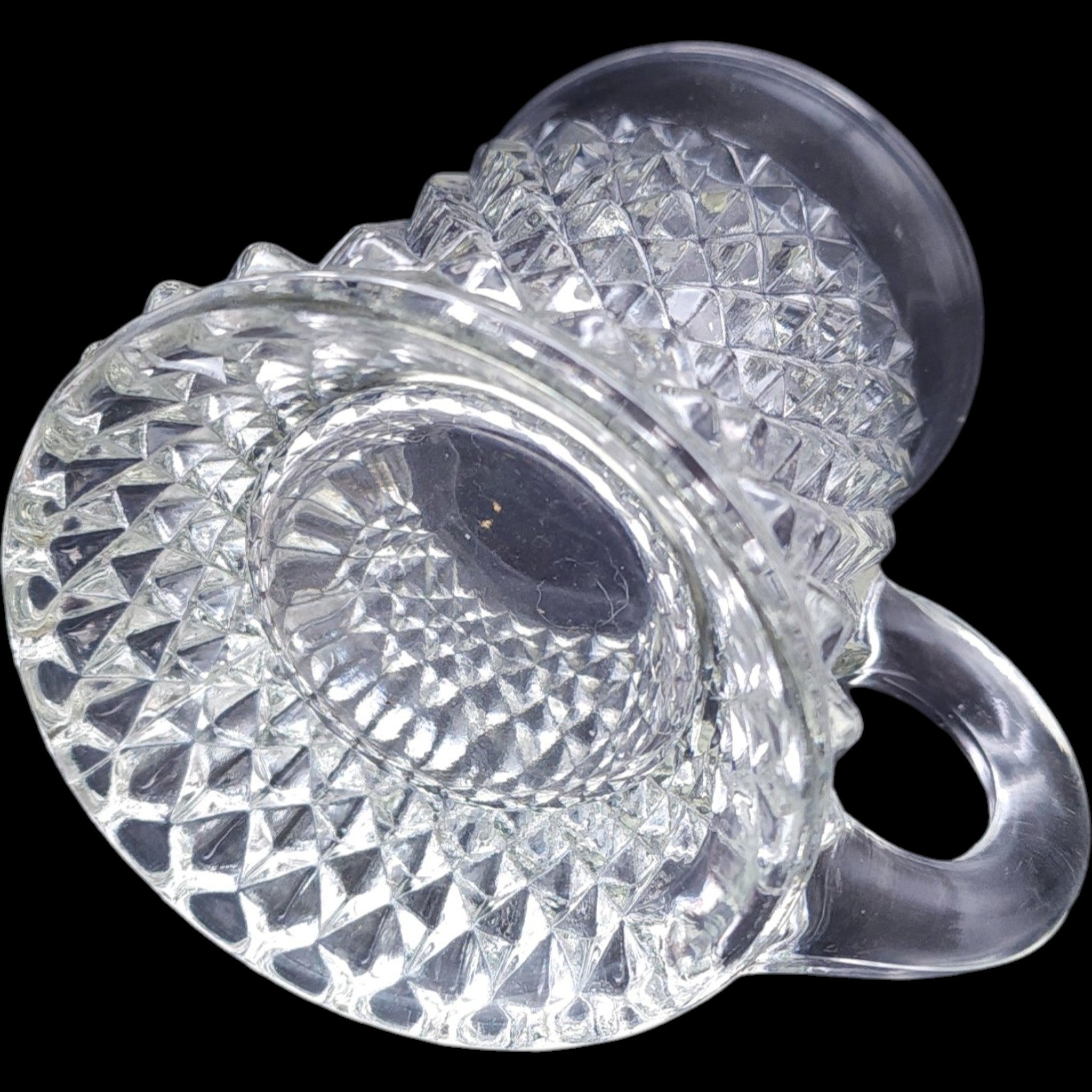 Vintage Indiana Glass Diamond Point Clear Glass Mug
