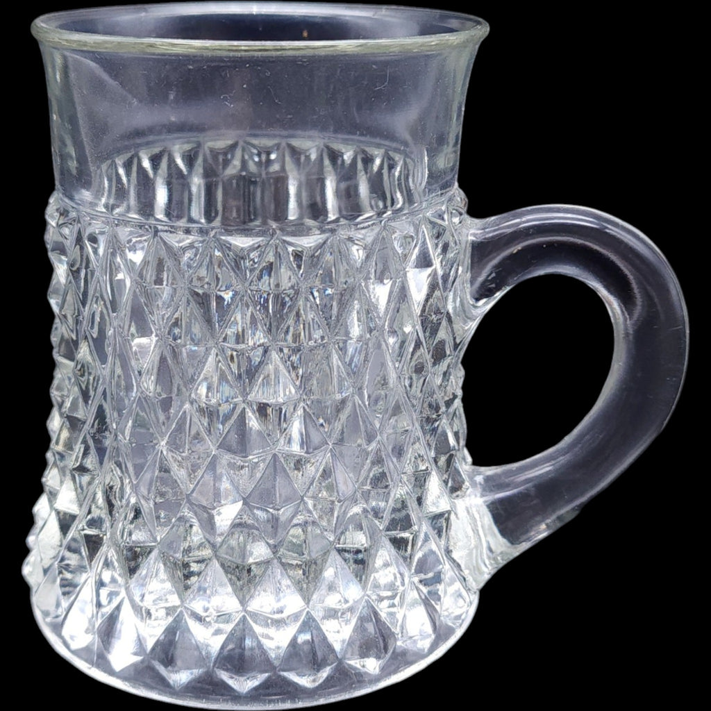 Vintage Indiana Glass Diamond Point Clear Glass Mug