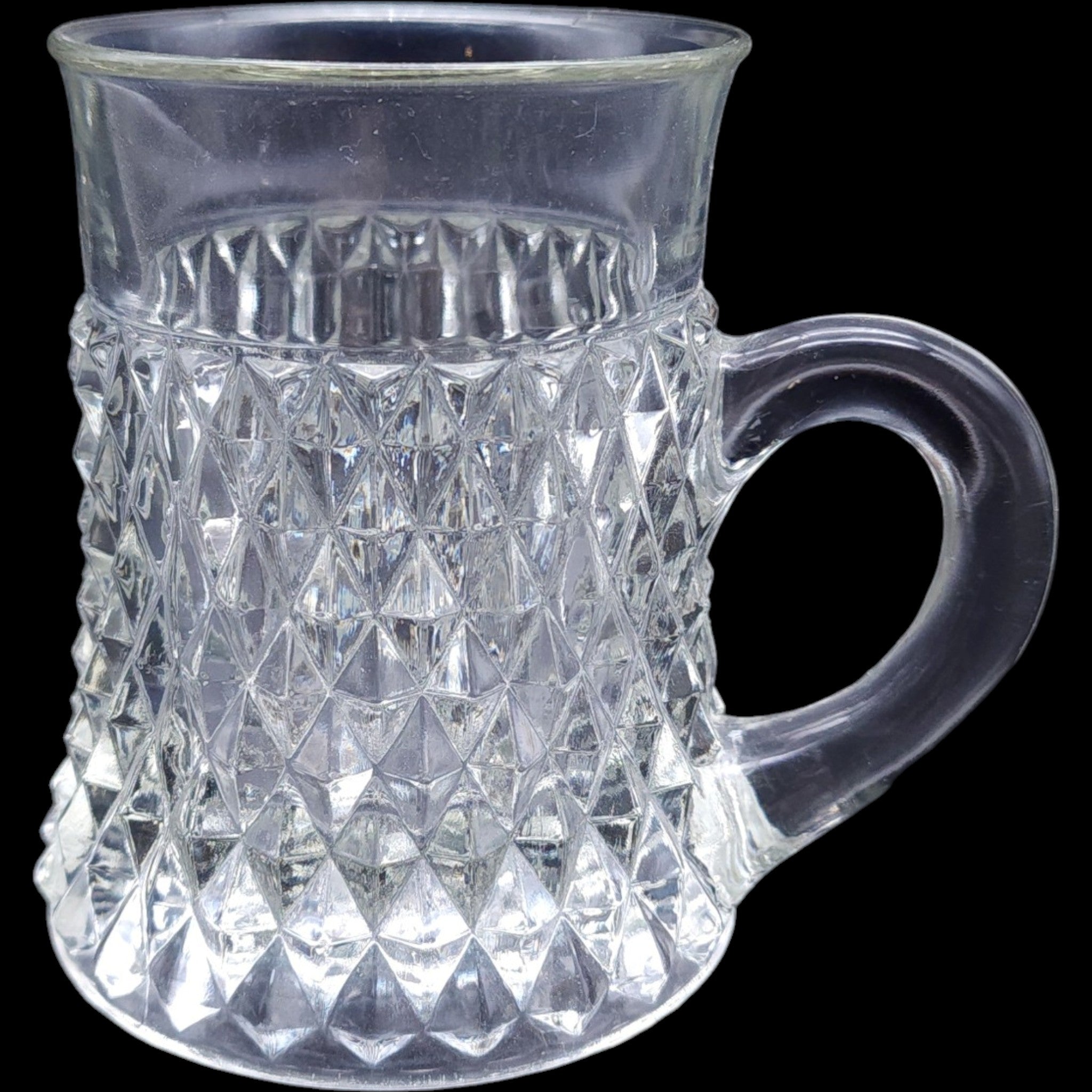 Vintage Indiana Glass Diamond Point Clear Glass Mug