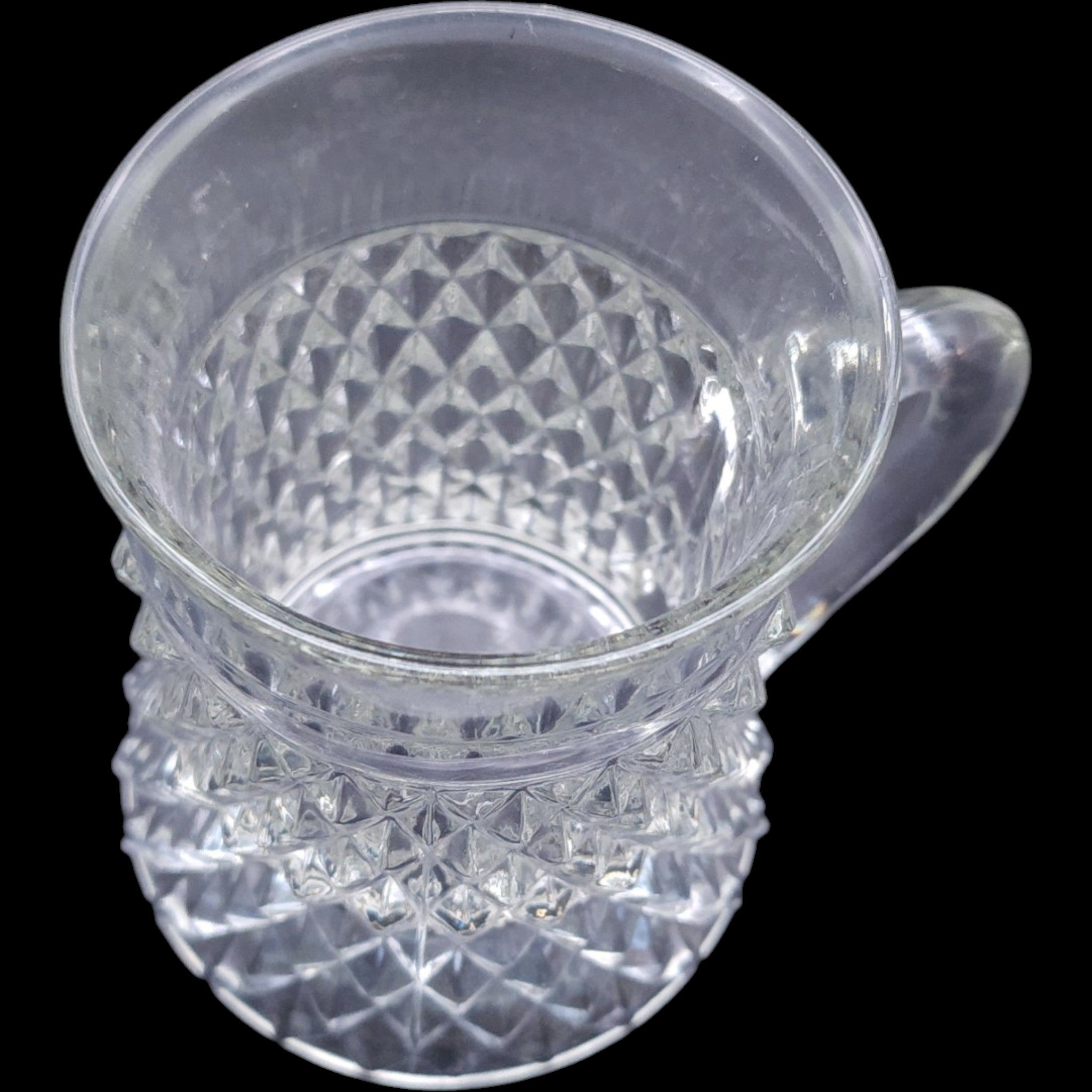 Vintage Indiana Glass Diamond Point Clear Glass Mug