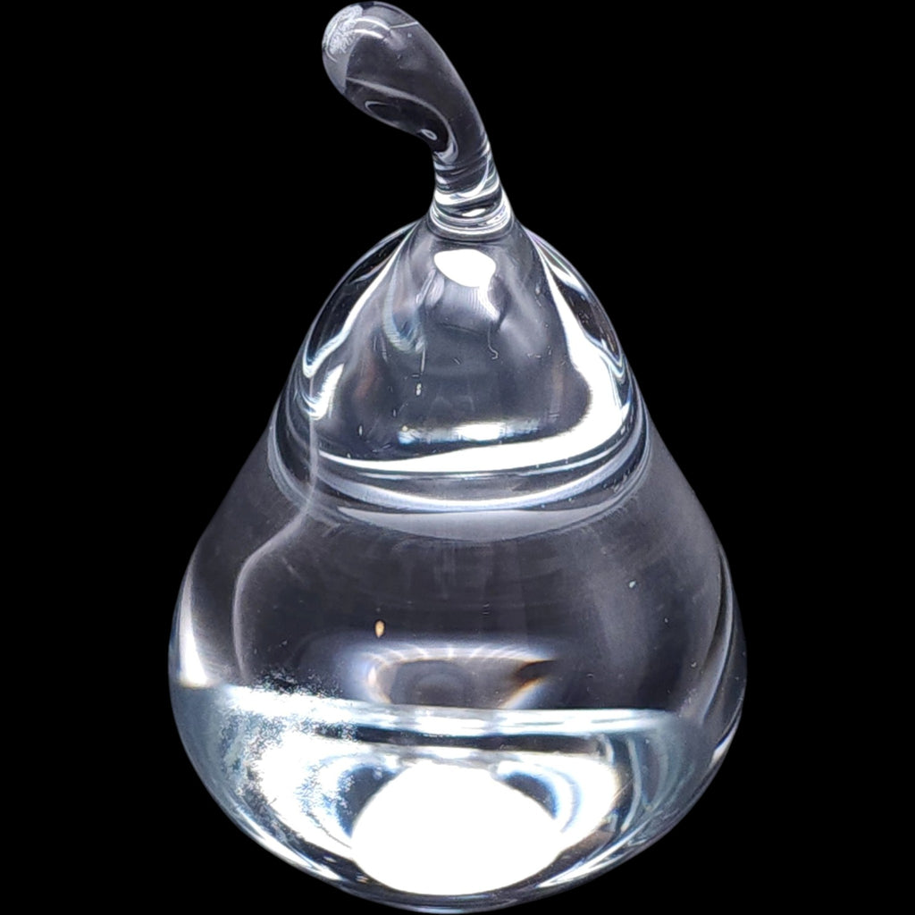 Vintage Jánský Czech Republic Clear Crystal Glass Pear Paperweight Figurine
