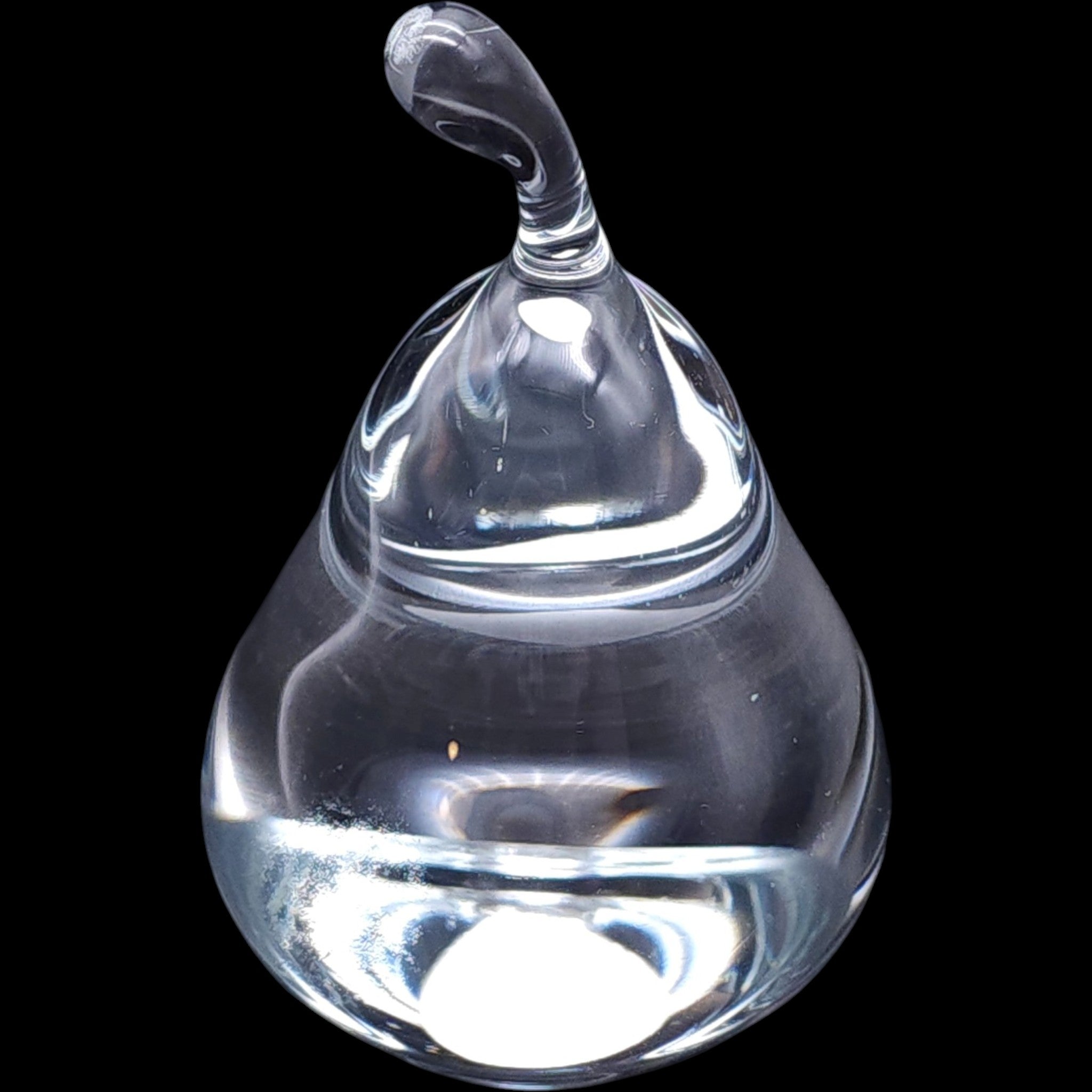Vintage Jánský Czech Republic Clear Crystal Glass Pear Paperweight Figurine