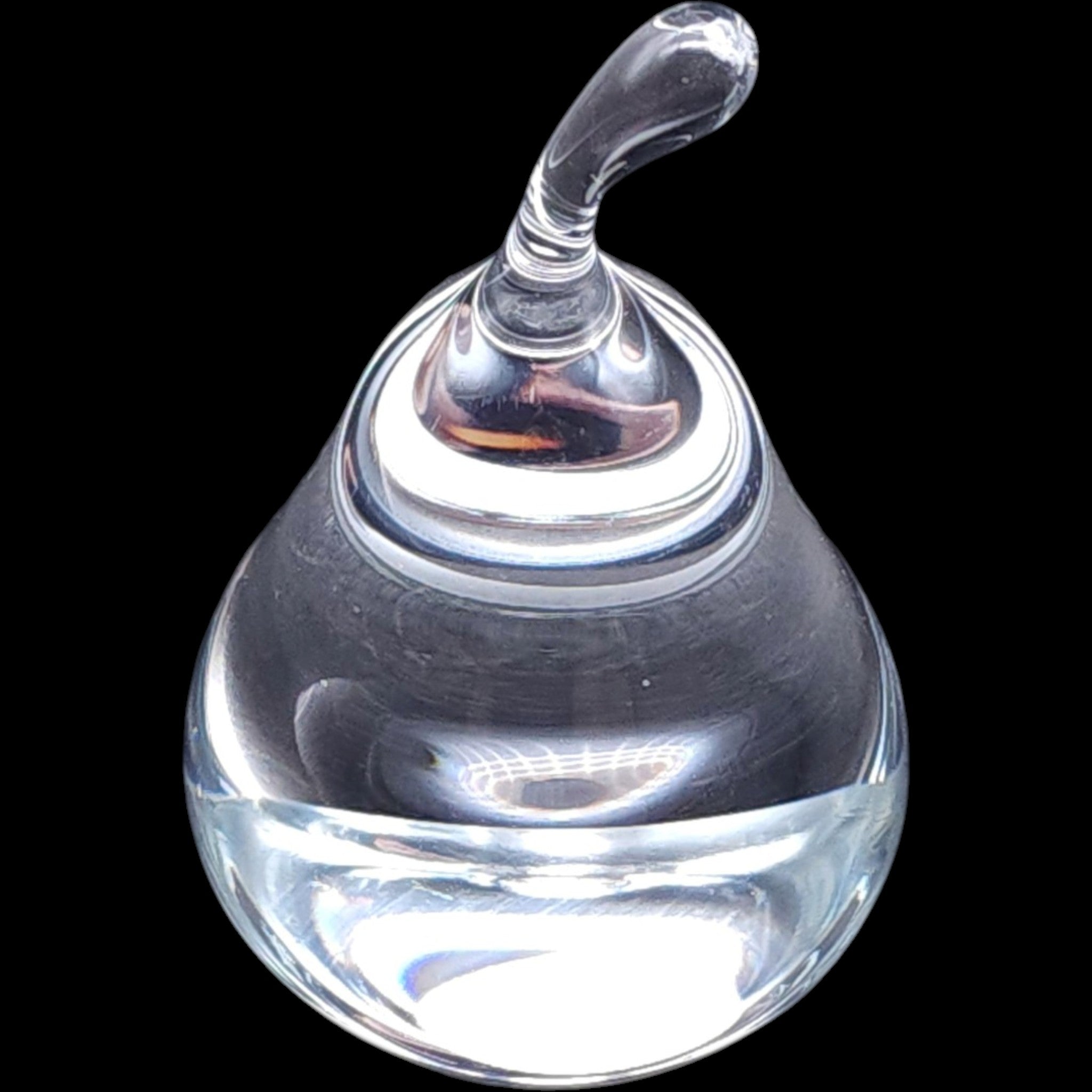 Vintage Jánský Czech Republic Clear Crystal Glass Pear Paperweight Figurine