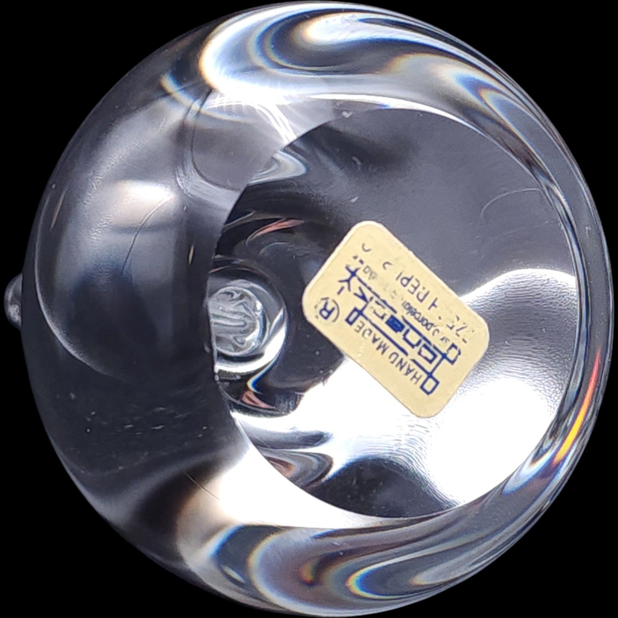 Vintage Jánský Czech Republic Clear Crystal Glass Pear Paperweight Figurine