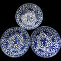 Vintage Japanese Blue & White Phoenix Bird Porcelain Bowls Set of 3