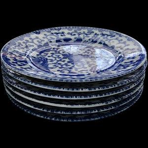 6" Vintage Japanese Blue & White Phoenix Bird Porcelain Plates Set of 6