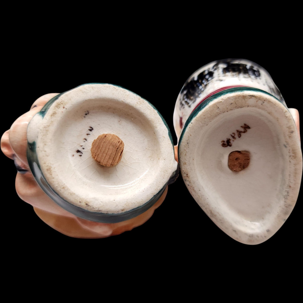 Vintage Japanese Ceramic Asian Character Bust Salt & Pepper Shakers Made in Japan