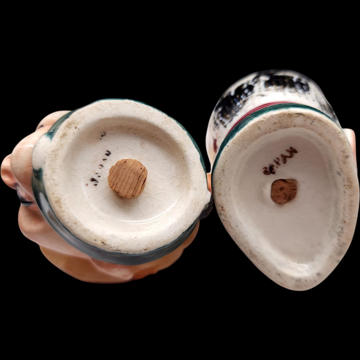 Vintage Japanese Ceramic Asian Character Bust Salt & Pepper Shakers Made in Japan