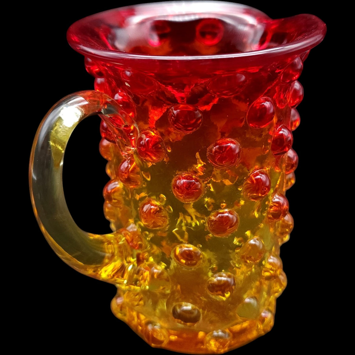 Vintage Kanawha Amberina Hobnail Glass Small Creamer Pitcher